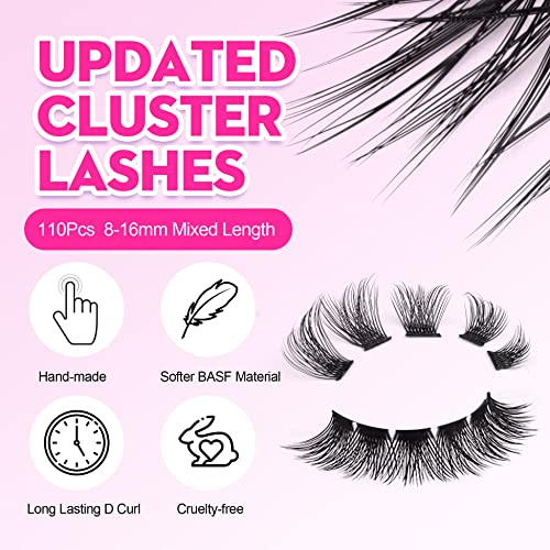 Lash Clusters DIY Eyelash Extension 110 Cluster Lashes Natural Look D Curl Individual Lashes Extension Wispy Mega Volume Eyelash Clusters Extensi