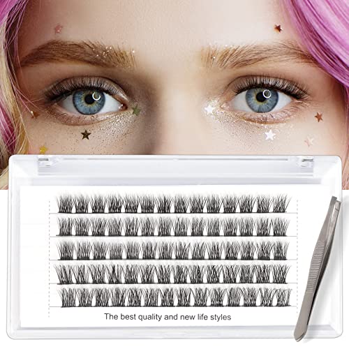 EMEDA Cluster Lashes 70 Pcs DIY False Eyelashes With Tweezers C Curl Individual Lashes 11mm 12mm 13mm 14mm Manga Lashes DIY Eyelash Extensions Th