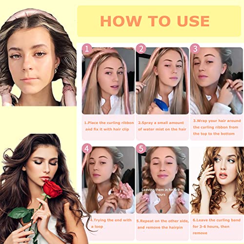 Heatless Curling Rod Headband, ZAHRVIA No Heat Silk Curls Headband Sleep In Overnight Soft Headband Wave Formers Hair Curlers DIY Hair Styling To