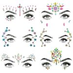 SHINEYES 6 Pcs Gemstone Face Sticker Gem Glitter jewel for Music Festival Holiday Party, Rhinestone Face decal Temporary Tattoo for Halloween Chr