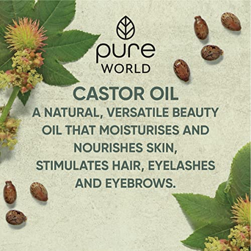 Pure World Castor Oil 250ML. Cold Pressed 100% Pure and Undeluted Hexane Free Natural for Eyebrows, Nails, Beard, Hair, Eyelash Growth Cruelty Fr