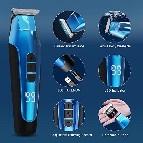 Hair Clippers Beard Trimmer for Men, Telfun Professional Cordless Hair Trimmer Set, USB Rechargeable Led Display 3 Speed Adjustment Electric Hair