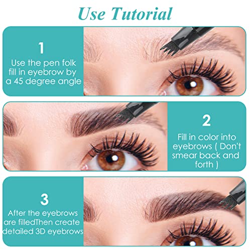 Eyebrow Pencil Tattoo Eyebrow Pen Waterproof Microblading Eye Brow Makeup Tool with Fork Tip Long-lasting for Natural Hair Like Defined Smooth Br