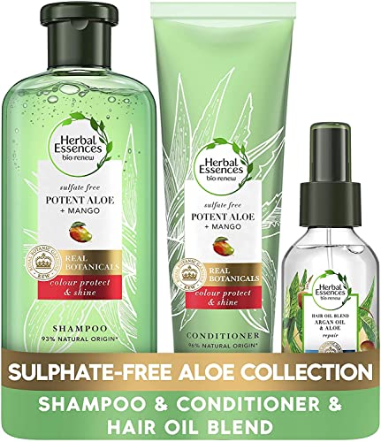 Herbal Essences Sulfate Free Shampoo and Conditioner Set, With Argan Oil for Dry & Curly Hair, Gifts for Women 380ml/275ml/100ml