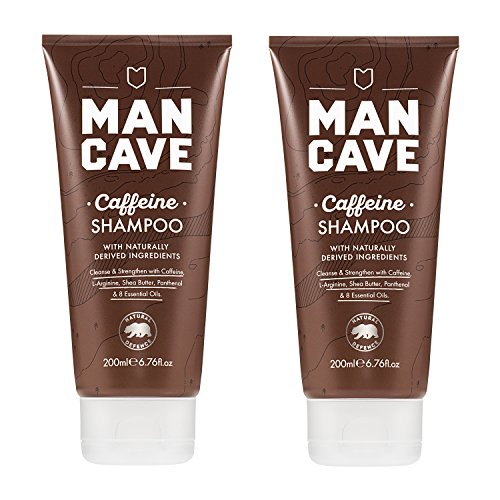 ManCave Caffeine Shampoo 200ml for Men, Support and Encourage Healthy Hair Growth with Caffeine, Panthenol and Vitamin E, Natural Formulation, Su