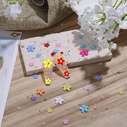 KINBOM 2 Boxes 3D Flowers for Nails with Small Caviar Beads, Flat Back 3D Acrylic Flower Nail Charms Colorful 3D Floral Nail Charms Nails Designs