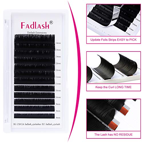 Fadlash Easy Fan Lashes C Curl 0.10 8-14mm Mixed Length Russian Lashes Natural Look Self Fanning Eye Lashes Automatic Blooming Russian Eyelashes