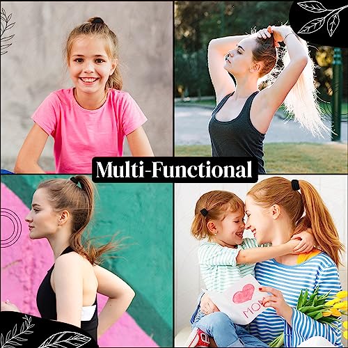 Bellure 30 Pcs 4mm Balck Hair Bands For Women, Black Hair Bobbles For Women Thick Hair, Snag-free elastic hair ties for women hairbands, Ponytail