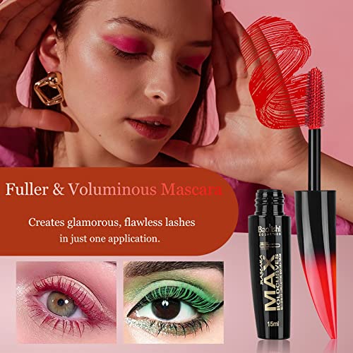 Colour Mascara Set,MKNZOME 6pcs Rainbow Colour Waterproof Mascara 4D Fiber Lash Long Lasting Thick Mascara Volume Eye lash Halloween Xmas Make Up