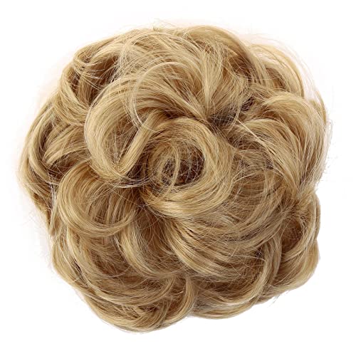 JJstar Messy Hair Bun Curly Wavy Hair Scrunchies Accessories Pieces for Women Girls Synthetic Hair Chignons (Dark Brown)