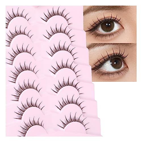 Manga Lashes Natural Look Anime Lashes Wispy Faux Mink False Eyelashes Fluffy Spiky 3D Volume Eye Lashes Korean Japanese Asian Cosplay Fake Eyela
