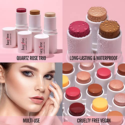 KIMUSE Multi Stick Trio Face Makeup, Cream Blush Stick for Cheeks & Lips, Contour Stick & Highlighter for All Skin