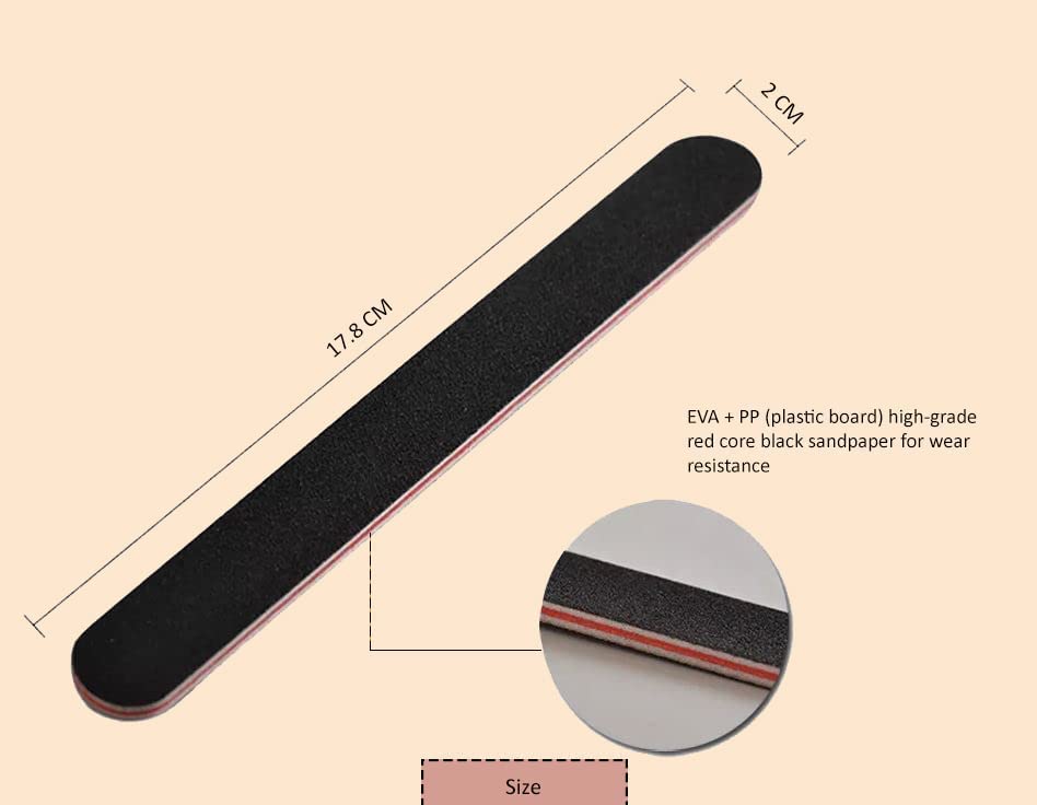 BANSHAN 12 PCs Professional Nail Files Double Sided Emery Boards 100/180 Grit, Fingernail Files for Natural/False Nails, Nail Styling Set for Hom