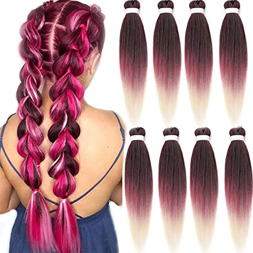 LDMY Hair for Braiding-Jumbo Braids, Long Colorful Ombre Pink Purple Jumbo Braiding Hair Extensions Kanekalon Jumbo Braid Wigs for Women Syntheti