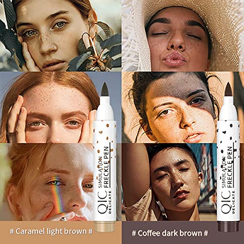 Mysense 2 Colors Freckle Pen Makeup,Natural Lifelike Fake Freckles Magic Freckle Color Pen,Soft Waterproof Long-lasting Pen for Effortless Sunkis