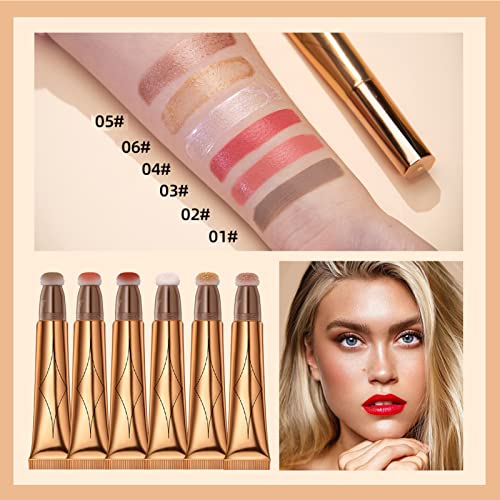 Ofanyia Blush Contour Highlighter Wand, Liquid Glitter Face Highlighter Stick with Cushion Applicator, Cruelty-free Silky Smooth Shimmer Highligh