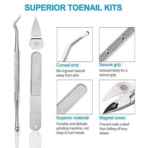 4PCS Toe Nail Clipper for Ingrown or Thick Toenails,Toenails Trimmer and Professional Podiatrist Toenail Nipper for Seniors with Surgical Stainle