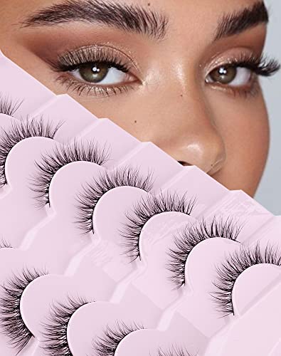 Onlyall Lashes Mink False Eyelashes Natural Wispy Lashes Soft Faux Mink Lashes Fluffy False Lashes 16MM A04