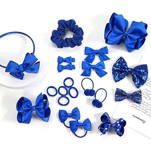 MUFEKUM School Girls Blue Hair Accessories, Blue Bow Hair Clips Blue Bow Headband Blue Hair Bands Hair Accesories for Girls Christmas Birthday Gi