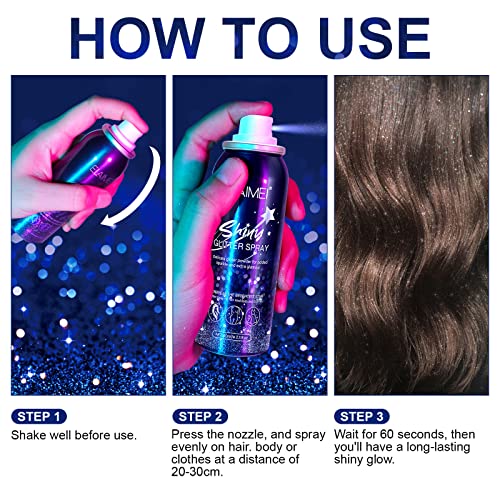 Glitter Spray - Temporary Shiny Glitter Spray for Body, Hair, Face and Clothing, Waterproof Hairspray, Shimmer Silver Powder for Prom, Festival R