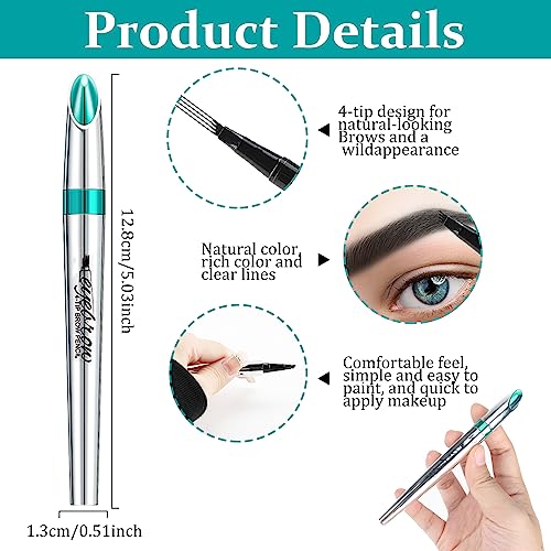 Eyebrow Pencil Microblading Eyebrow Pen with 4 Micro-Fork Tip Long Lasting Waterproof Eyebrow Makeup Looks Like Hair Defined Natural Beauty Profe