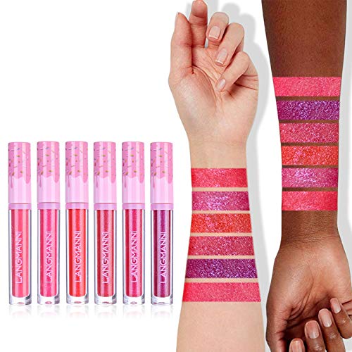Mimore 6 Colors Matte Lipstick Set Matte Glitter Shimmer Magical Lipgloss Set pigment-rich matte colors Lipstick professional Lip Glaze Makeup Ki