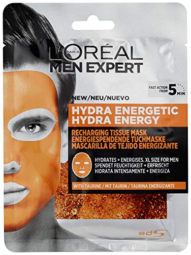 Men Expert Hydra Energetic Tissue Face Mask for Men, Sheet Mask for Tired Looking Skin (4 x 30 g)