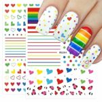8 Sheets Rainbow Nail Art Stickers Decals Self Adhesive Pride Day Design Manicure Tips Nail Decoration for Women Girls
