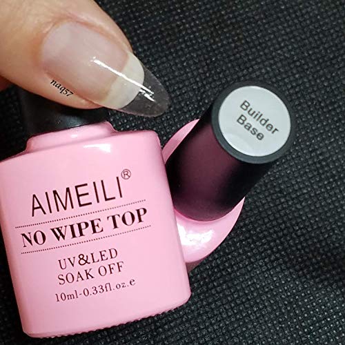 AIMEILI Gel Nail Polish Set, No Wipe Top Coat & Base Coat, Matte Top Coat, 5 in 1 Builder Base Gel Soak Off UV LED Gel Nail Polish Basic Set