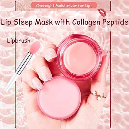 Lip Sleeping Mask Lip Mask Overnight Strawberry Lip Masks Skincare Lip Oils,Lip Moisturiser for Dry Chapped Peeling Cracked Lips Fades Lip Lines,