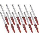 Lusofie 12Pcs Diamond Nail Files Stainless Steel Nail Files with Anti Slip Handle, Double Side Coarse Fine Metal Nail File Fingernails Toenails M