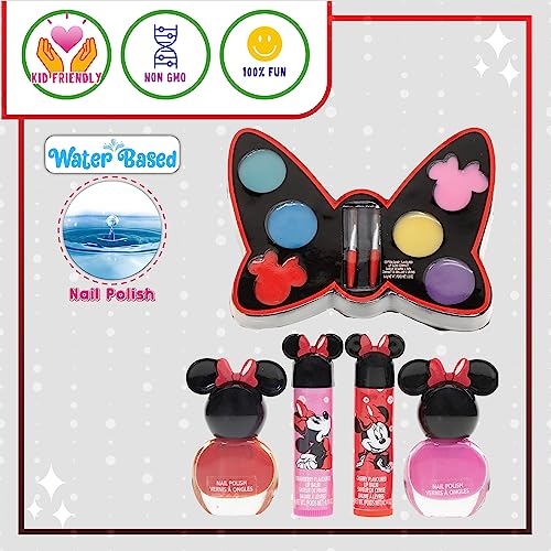 Disney Minnie Mouse - Townley Girl Zipper Cosmetic Train Case With Lip Gloss, Lip Balm, Hair Clips, Nail Stickers, Scrunchie and More, Ages 3+, f