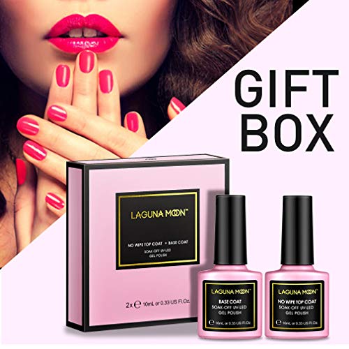 Lagunamoon Base Coat and Top Coat,Long Lasting Shiny Finish for Soak Off UV LED Gel Nail Polish Polygel Nail Acrylic Style Artificial False Nails