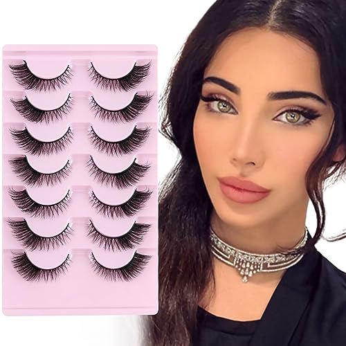 Parriparri False Eyelashes Fluffy Fox Eye Lashes L Curl Sexy Cat Eye Eyelashes Soft Winged Angel Fake Lashes Wispy Lightweight Faux Mink Lashes (