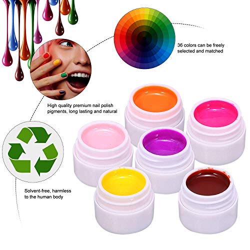 Anself 36 Mix Colors Gel Nail Polish Set,Gel Nail Kit UV Gel Nail Polish Acrylic Nail Kit Gel Polish Set for Nail Art Nail Design with Brush