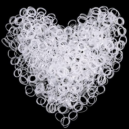 Sularpek Hair Bands, 1000Pcs Clear Elastic Hair Bands, Mini Hair Rubber Bands, Clear Small Hair Bands, Soft Hair Elastics Ties Bands for Kids Hai
