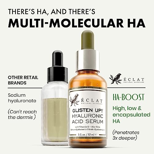Pure Hyaluronic Acid Face Serum - 2.5% Hyaluronic Serum + 3% B5, Anti Wrinkle + Anti Aging Serum for Face with Vitamin C & E, Aloe - Antiaging Hy