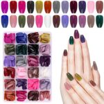 576 PCS Medium Coffin False Nails, EBANKU 24 Colors Acrylic Artificial Glossy Press on Nails Full Cover Short Ballerina False Nail Tips for Women