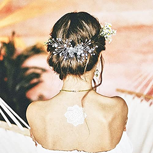 Bridal Flower Side Hair Clips Pearl Flower Hair Piece Wedding Hair Accessories for Brides Bridesmaid,Girls,Women