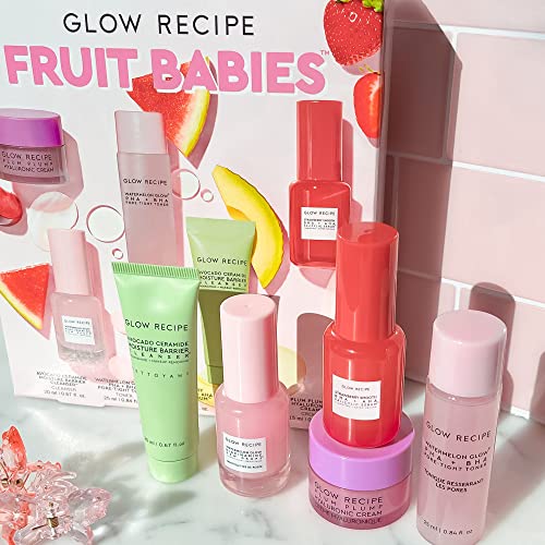 Glow Recipe - Fruit Babies Bestsellers Kit - Mini Travel Size Beauty Essentials - Avocado Foam Cleanser, Niacinamide Dew Drops Serum, Pore-Tight