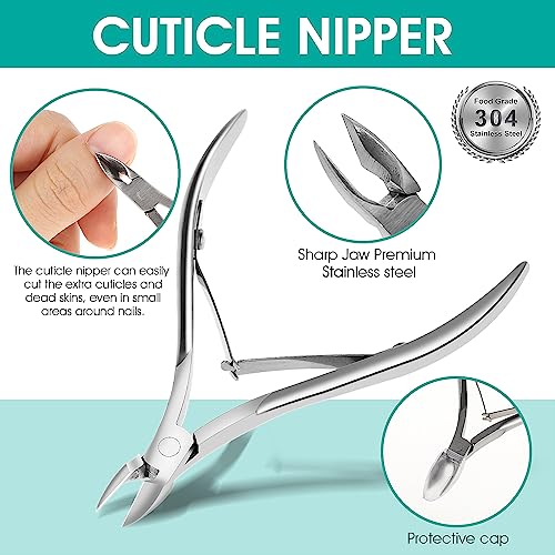 Giantree 4Pcs Nail Care Kit, Cuticle Trimmer with Cuticle Pusher Durable Dead Skin Clipper Professional Manicure Tools for Fingernails and Toenai