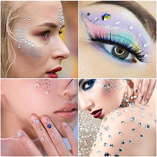 URAQT Face Gems Glitter, 12 Sheets Face Gems Mermaid Jewels Rhinestones Stickers Set, Self-adhesive Crystal Rainbow Tears Gem Stones Stickers Eye