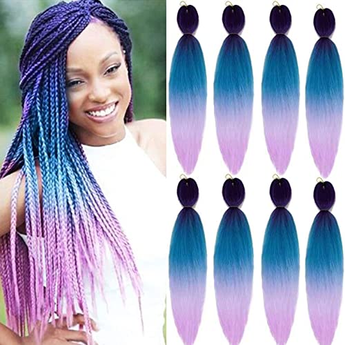 LDMY Hair for Braiding-Jumbo Braids, Long Colorful Ombre Pink Purple Jumbo Braiding Hair Extensions Kanekalon Jumbo Braid Wigs for Women Syntheti