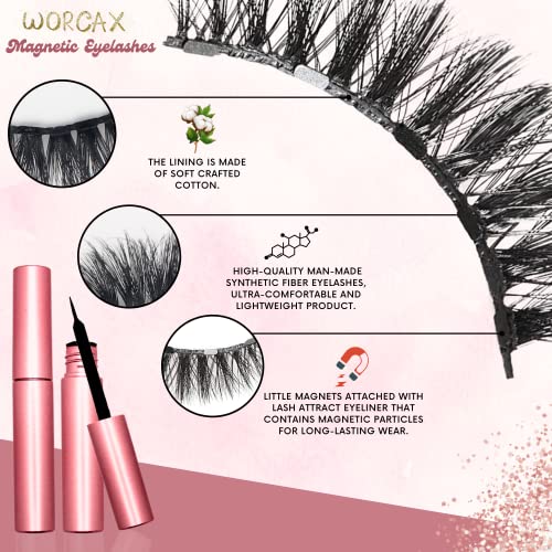 Magnetic Eyelashes, Eye Lashes With 5 Pairs of Magnetic Lashes - 2 Tubes of Magnetic Eyeliner, Reusable Magnetic Eyelashes with Tweezers, No Glue