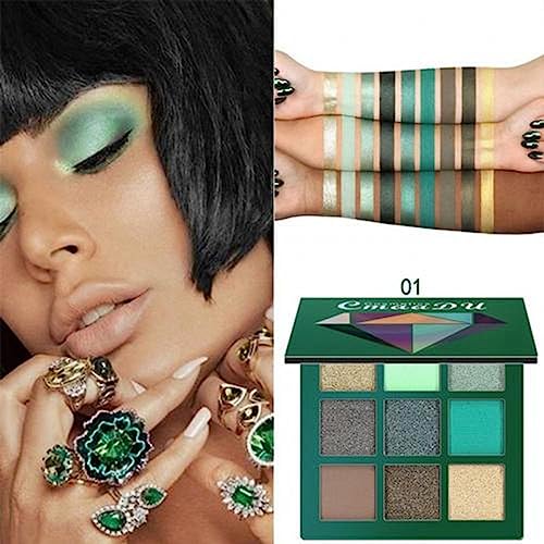 Green Eyeshadow Palette - Shimmer Eye Shadow Palette Matte and Glitter EyeShadow Make-Up Palettes Waterproof, Highly Pigmented Dark, Yellow, Gree