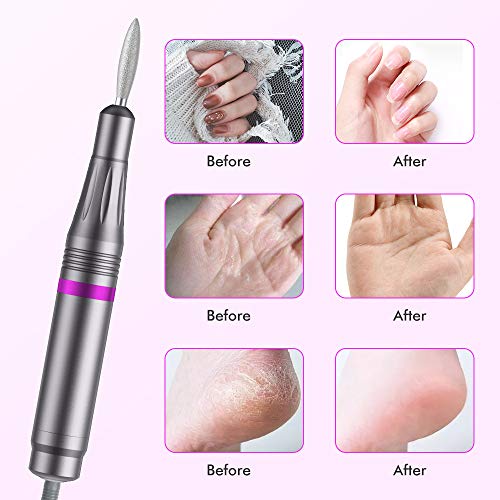 HAPAW Electric Nail File, USB Electric Nail Files 20000 RPM Adjustable Speed Portable 11 in 1 Electric Manicure Pedicure Kit Nail Drill for Acryl