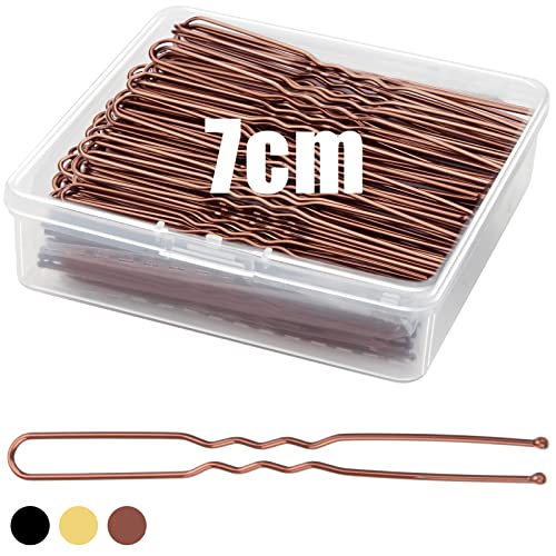 Mbsomnus 200PCS Hair Pins for Buns 7cm U-Shaped Hair Pins Long Bobby Pins Black Bun Pins with Storage Box Hair Grips for Thick Hair Women Girls W