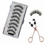 Dual Magnetic Eyelashes Set with Clip Reusable Natural Look 3D False Lashes Black Eyelashes No Eyeliner No Glue Required Lightweight and Easy to