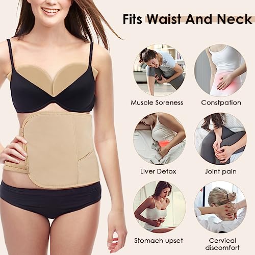 QYCHHJ 6PCS Castor Oil Pack Wrap Kit Reusable Organic Packs with Heating for Liver Detox,Comfort Sleep, Inflammation Adjustable Elastic Strap Fla