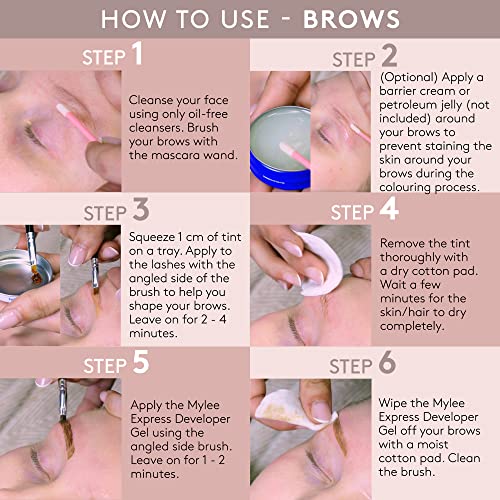 Mylee Express Lash & Brow Kit – 2 in 1 No Mix Formula, Tint + Developer Gel + Double Sided Brush, Professional Eyelash & Eyebrow Dye Tinting, Lon
